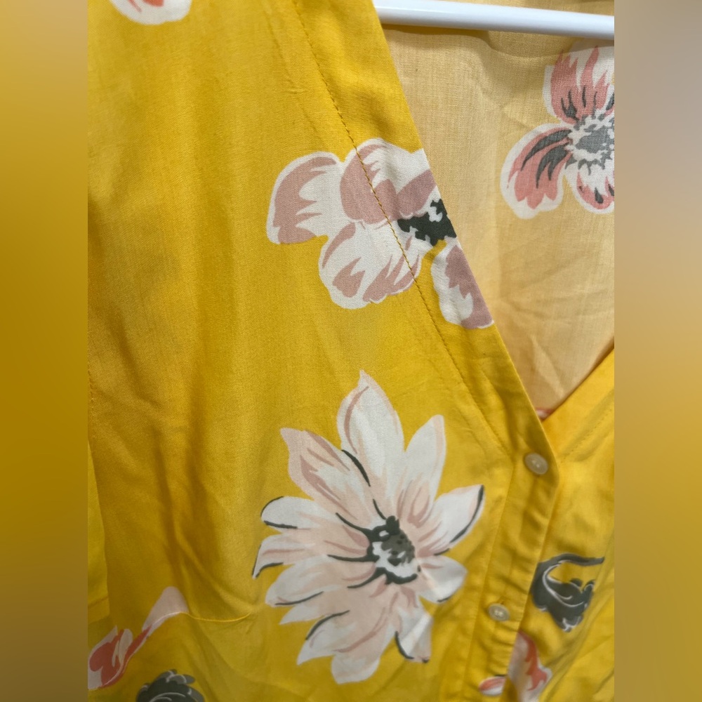 LOFT Outlet Yellow Floral Dress Size 12 Button Front Cottagecore Summer - Picture 4 of 6